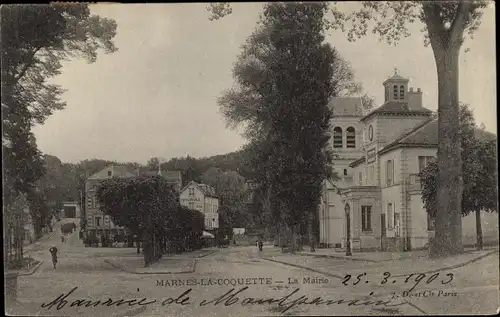 Ak Marnes la Coquette Hauts de Seine, La Mairie