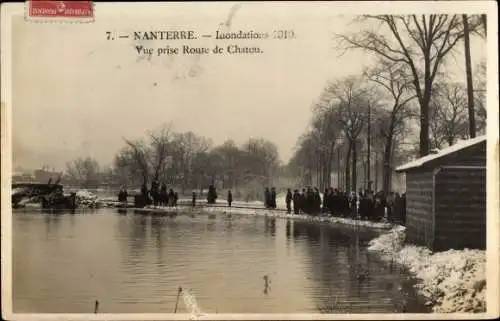 Ak Nanterre Hauts de Seine, Inondations 1910, Vue prise Route de Chatou