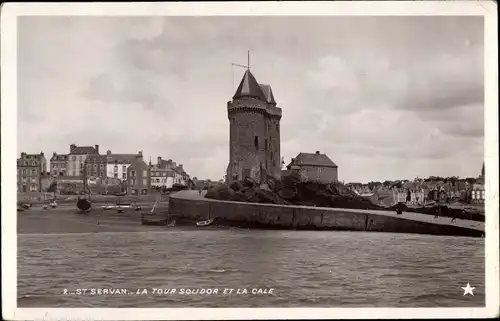 Ak Saint Servan Saint Malo Ille de Vilaine, La Tour Soudor et la Cale