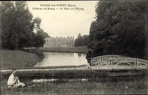Ak Lyons la Forêt Eure, Chateau de Rosay, Le Parc et l'Etang