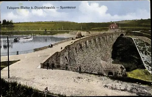 Ak Malter Dippoldiswalde im Osterzgebirge, Blick auf die Talsperre, Sperrmauer