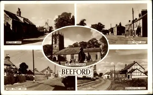 Ak Beeford Yorkshire, Main Street East, Bridlington Road, Rectory Lane, Parish Church