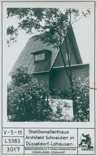 Foto Lohausen Düsseldorf am Rhein, Stahllamellenhaus, Architekt Schneider