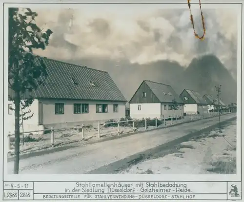 Foto Golzheim Düsseldorf am Rhein, Stahllamellenhäuser mit Stahlbedachung