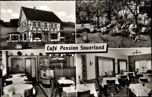 Ak Kirchveischede Lennestadt im Sauerland, Cafe Pension Sauerland, Innenansicht