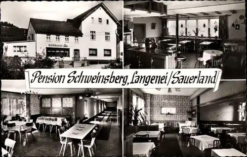 Ak Langenei Lennestadt Sauerland, Pension Schweinsberg, Innenansicht