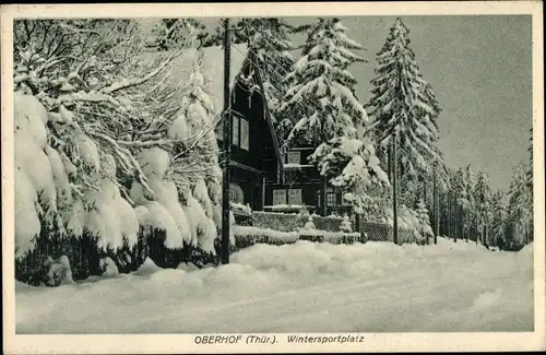 Ak Oberhof im Thüringer Wald, Teilansicht im Winter