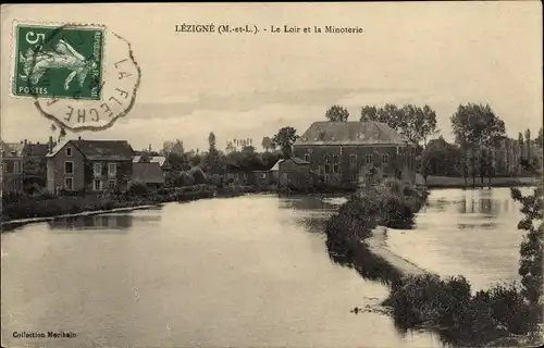 Ak Lézigné Maine-et-Loire, Le Loire et la Minoterie