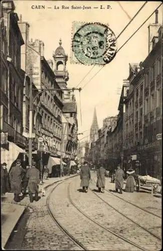 Ak Caen Calvados, La Rue Saint Jean