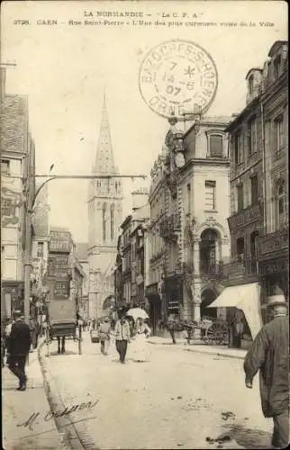 Ak Caen Calvados, La Rue Saint Pierre