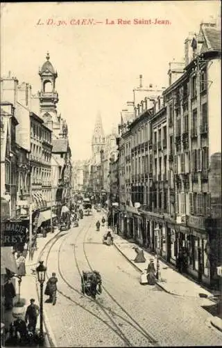 Ak Caen Calvados, La Rue Saint Jean