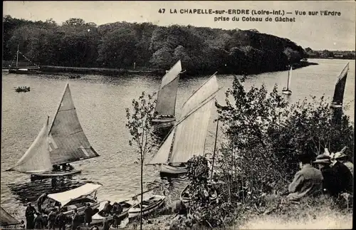 Ak La Chapelle sur Erdre Loire Atlantique, Vue sur l'Erdre prise du Coteau de Gachet