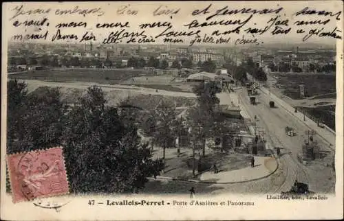 Ak Levallois Perret Hauts de Seine, Porte d'Asnieres et Panorama