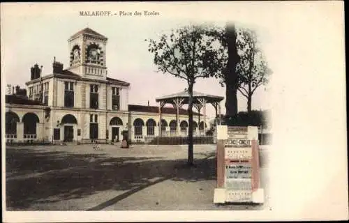 Ak Malakoff Hauts de Seine, Place des Ecoles