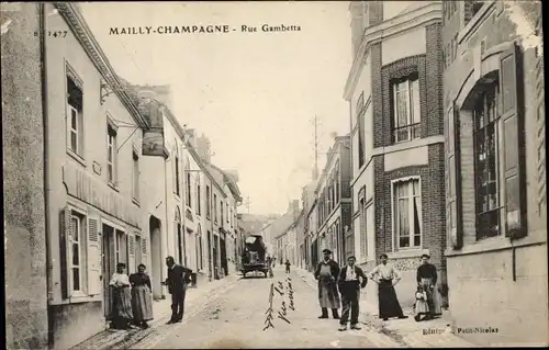 Ak Mailly Champagne Marne, Rue Gambetta