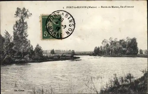 Ak Port à Binson Mareuil-le-Port Marne, Bords de Marne, Ile d'Amour
