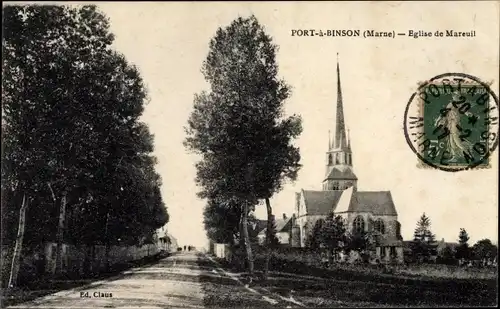 Ak Port à Binson Mareuil-le-Port Marne, Eglise de Mareuil