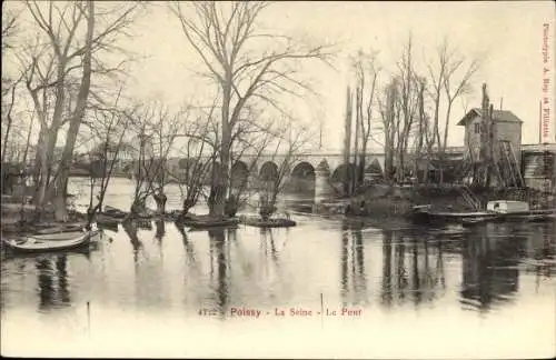 Ak Poissy Yvelines, La Seine, Le Pont