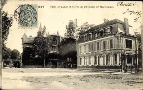 Ak Poissy Yvelines, Villa Saint Louis et entree de l'Avenue de Migneaux