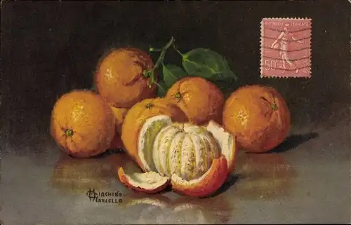Künstler Ak Miachino, Marcello, Mandarinen, Orangen