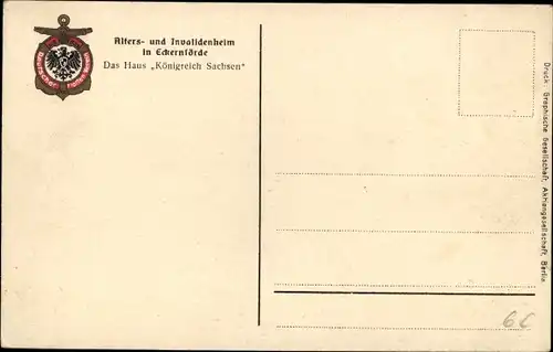 Ak Ostseebad Eckernförde, Das haus Königreich Sachsen, Alters- und Invalidenheim