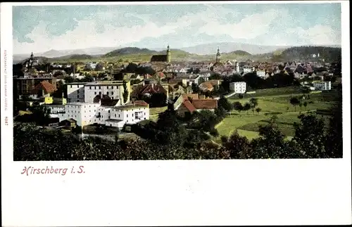 Ak Jelenia Góra Hirschberg Riesengebirge Schlesien, Blick auf den Ort