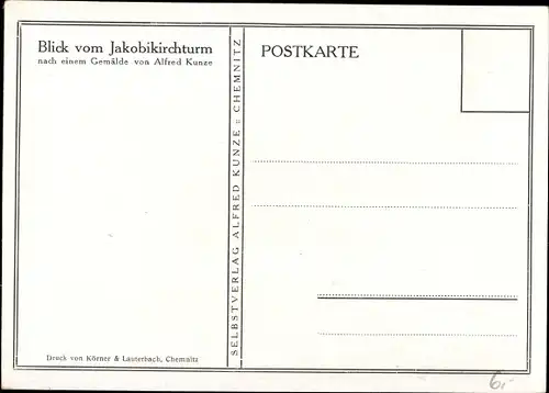 Künstler Ak Kunze, Alfred, Chemnitz Sachsen, Blick vom Jakobikirchturm
