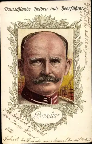 Künstler Ak Generaloberst Hans von Beseler, Portrait , Deutschlands Helden und Heerführer