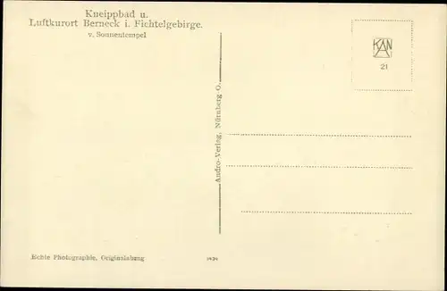 Ak Bad Berneck im Fichtelgebirge Bayern, Durchblick vom Sonnentempel aus