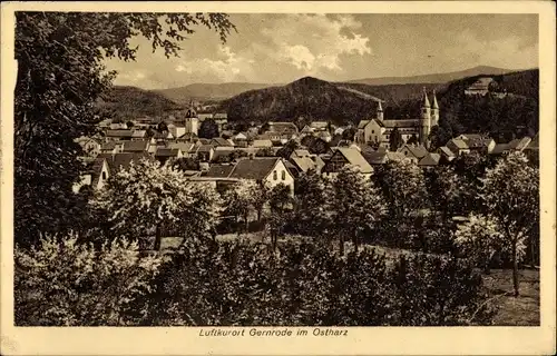 Ak Gernrode Quedlinburg im Harz, Durchblick zum Ort