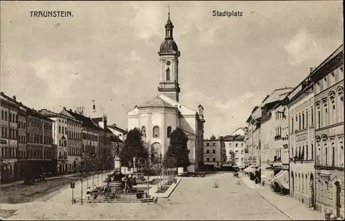Ak Traunstein in Oberbayern, Stadtplatz
