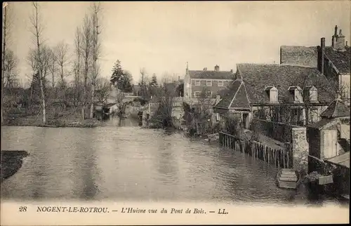 Ak Nogent le Rotrou Eure et Loir, L'Huisne vue du Pont de Bois
