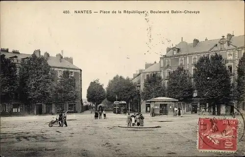 Ak Nantes Loire Atlantique, Place de la Republique, Boulevard Babin Chevaye