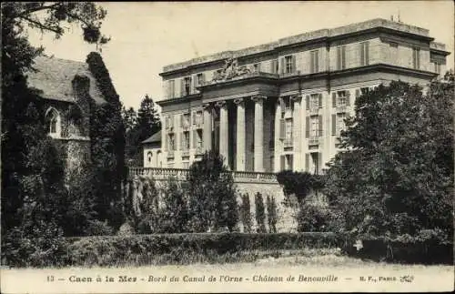 Ak Caen Calvados, Bord du Canal de l'Orne, Chateau de Benouville