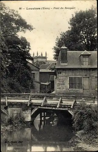 Ak Louviers Eure, Pont du Rempart