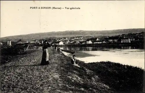 Ak Port à Binson Mareuil-le-Port Marne, Vue generale