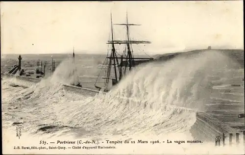Ak Portrieux Cotes d'Armor, Tempete du 22 Mars 1906, La vague monstre