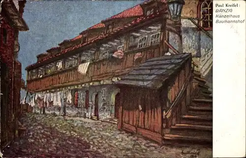 Künstler Ak Kreisel, Paul, Gdańsk Danzig, Kanzelhaus, Baumannshof