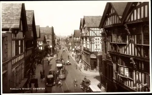 Ak Chester North West England, Foregate Street, Straßenbahn