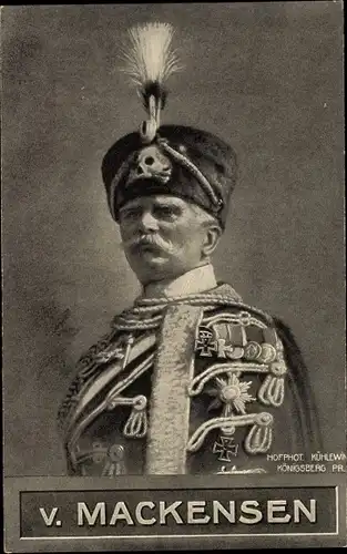 Ak Porträt General v. Mackensen, Totenkopfhusar