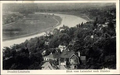 Ak Dresden Loschwitz, Blick vom Luisenhof nach Dresden