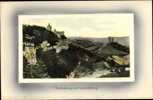 Ak Saaleck Bad Kösen Naumburg Saale, Blick zur Rudelsburg und Saalecksburg