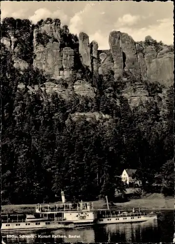 Ak Rathen an der Elbe Sächsische Schweiz, Salondampfer Pirna, Bastel