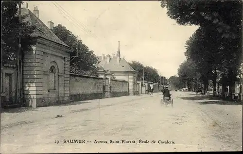 Ak Saumur Maine et Loire, Avenue Saint Florent, Ecole de Cavalerie