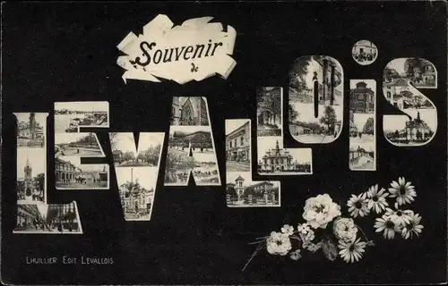 Buchstaben Ak Levallois Hauts de Seine, Souvenir, Blumenstrauß