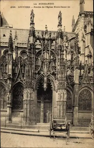 Ak Louviers Eure, Porche de l'Eglise Notre Dame