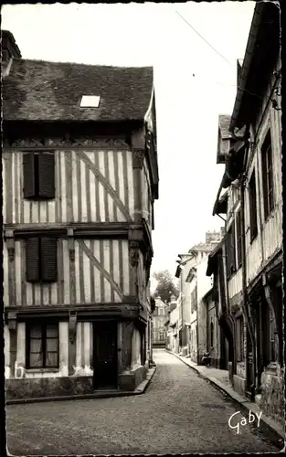 Ak Louviers Eure, Vieille Maison, Rue aux Huilliers