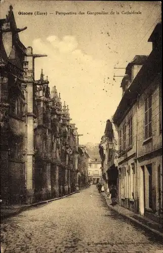 Ak Gisors Eure, Perspective des Gargouilles de la Cathedrale