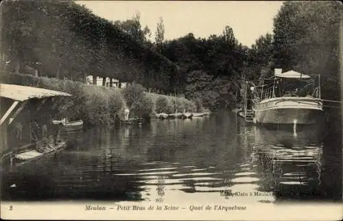 Ak Meulan Yvelines, Petiti Bras de la Seine, Quai de l'Arquebuse