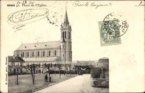 Ak Rosny Yvelines, Place de l'Eglise